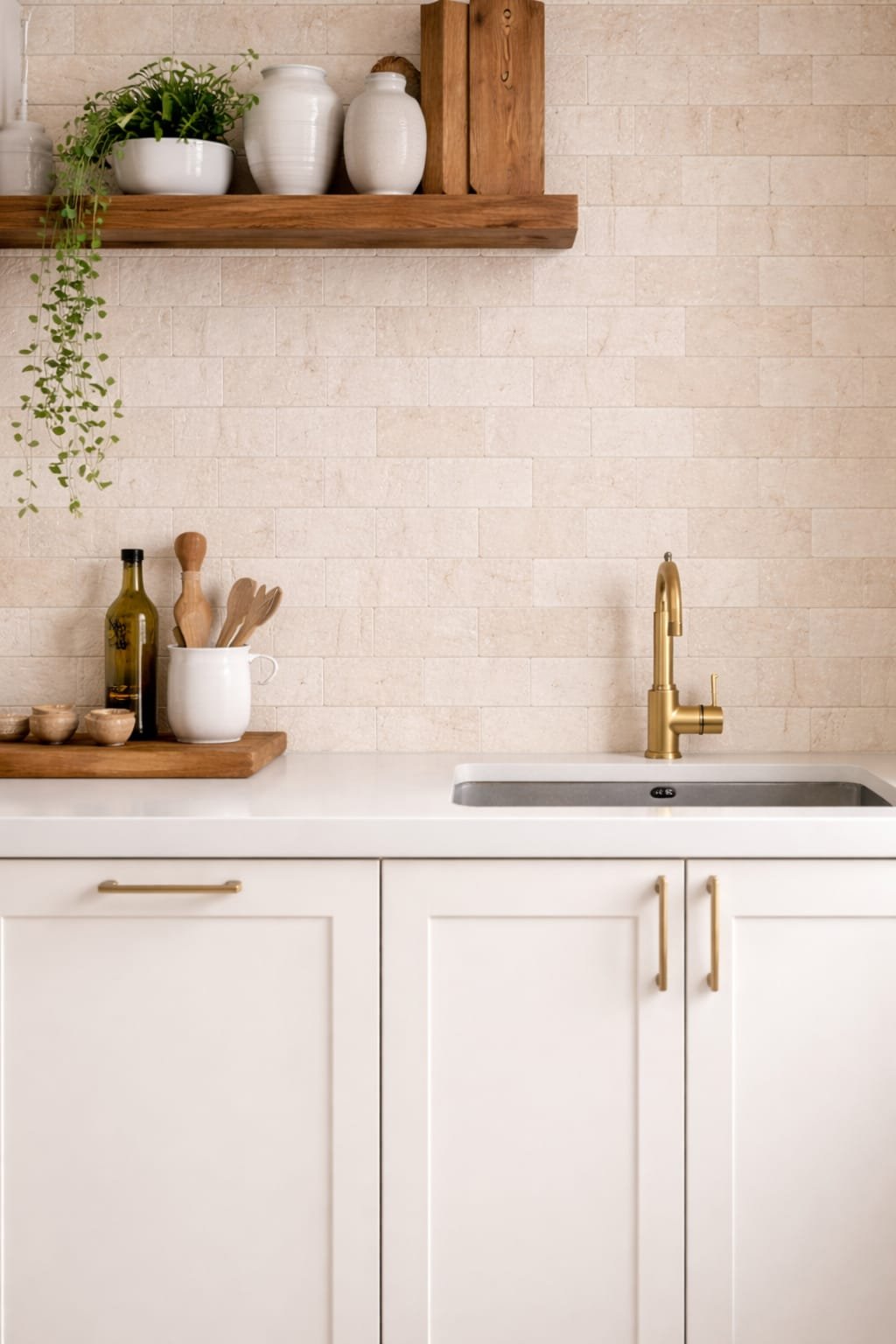 Mutfak arası traverten kaplama